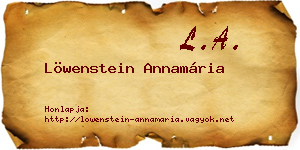 Löwenstein Annamária névjegykártya